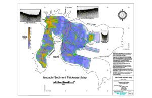 Isopach Map displays the thickness of lake sediments